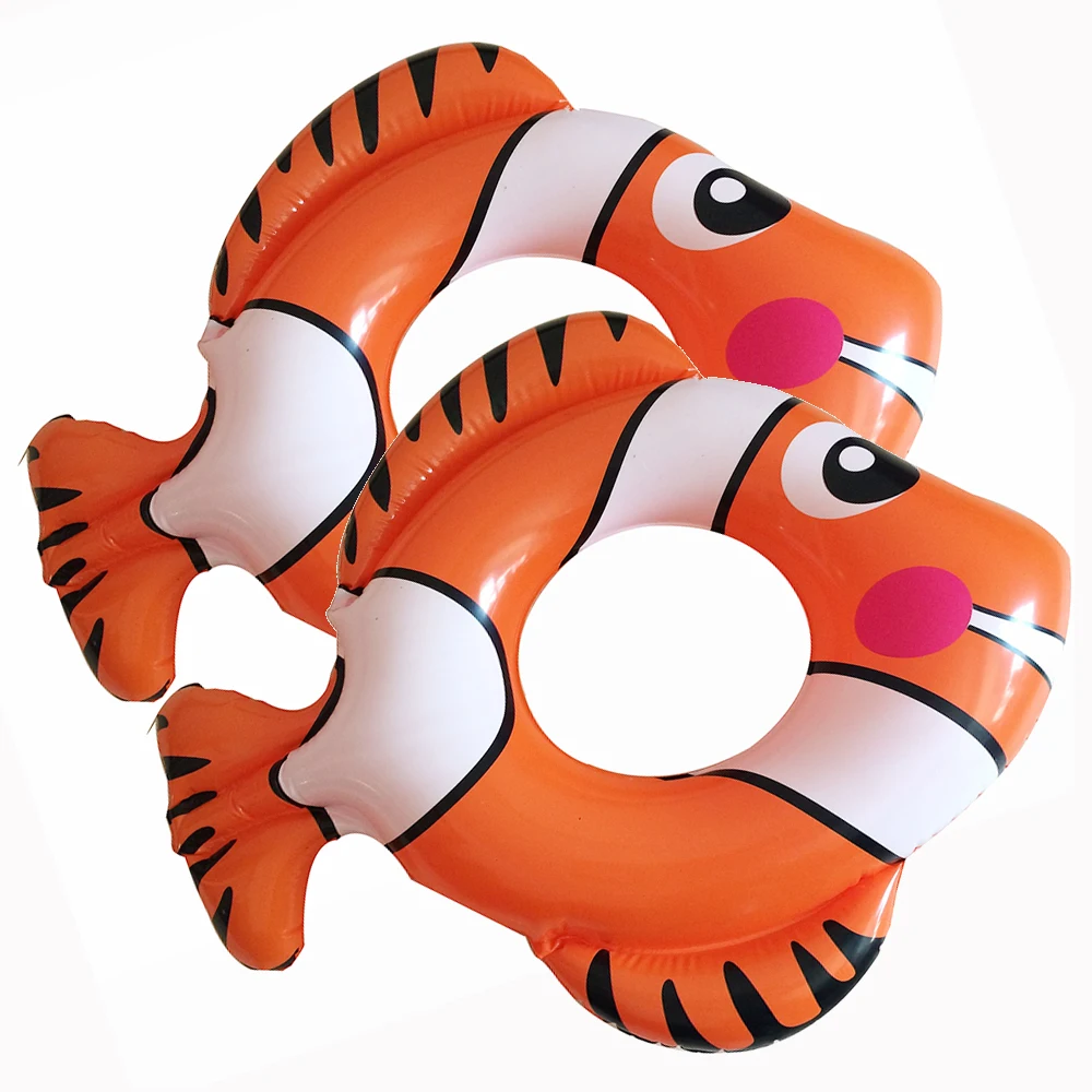 Orange Clown fish swim ring for children Eco-friendly Animal pool tube ring Logo accept