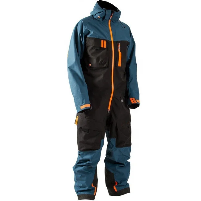 LF-Warm filling thick snow outfits ski suits mens one piece jumpsuit with hood