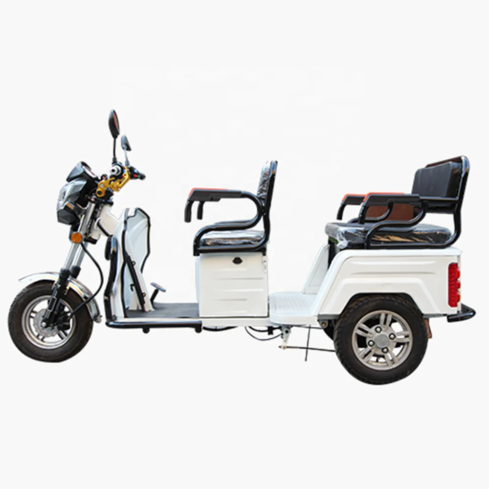 old couple two seats shopping bike with big bucket basket elderly Assisted easy moving Electric Tricycles three wheels scooter