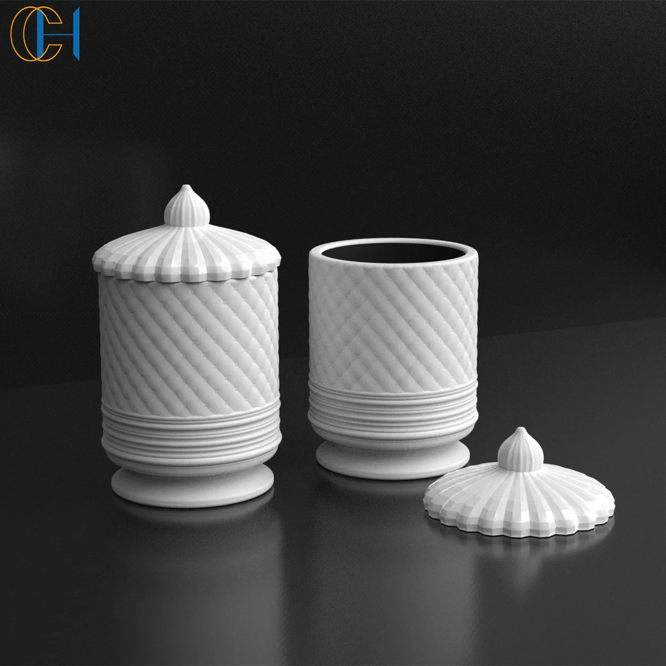 C&H Luxury High End Natural Clay Candle Holder Natural Gift Set Ceramic Jar Reed Diffuser and Soy Wax Candle