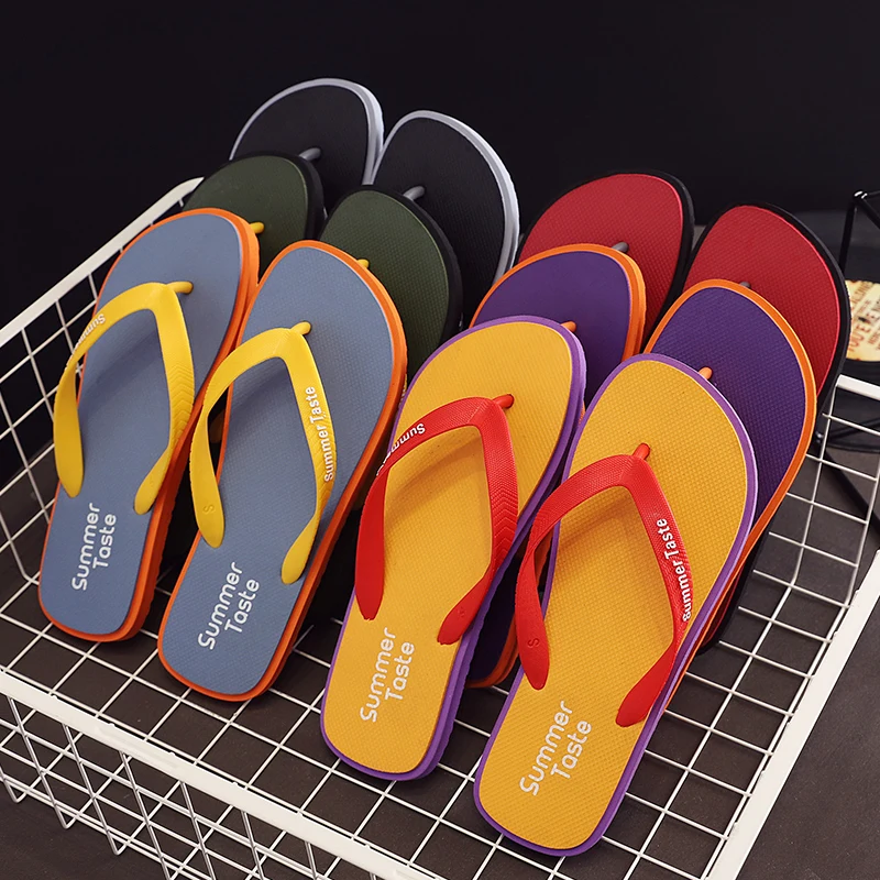 2024 Summer Beach Slippers Fashion Casual Flat Flip-Flops for Men High Quality PVC Insole Mens Flip Flops Hard-Wearing