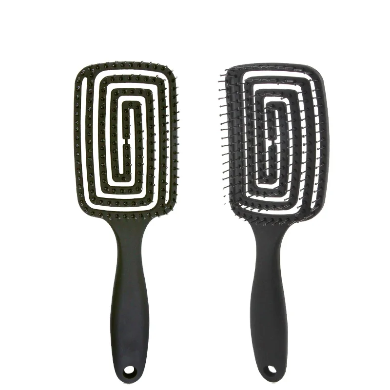 Professional soft matte vent hair brush paddle hollow massage brush black hair dye brush for adult