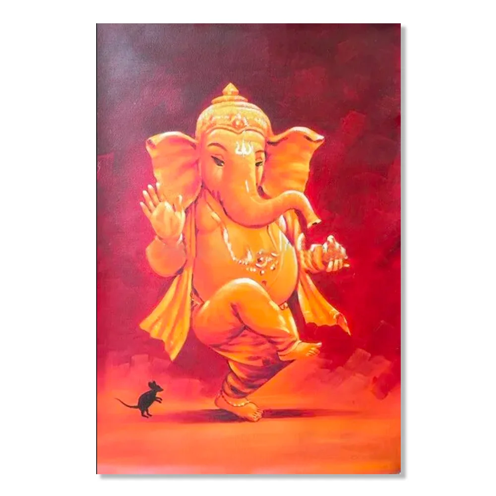 Wholesale Famous Artists Pure Handmade Canvas Oil Painting for Wall Decoration Elephant and Mouse Religious Animals Painting