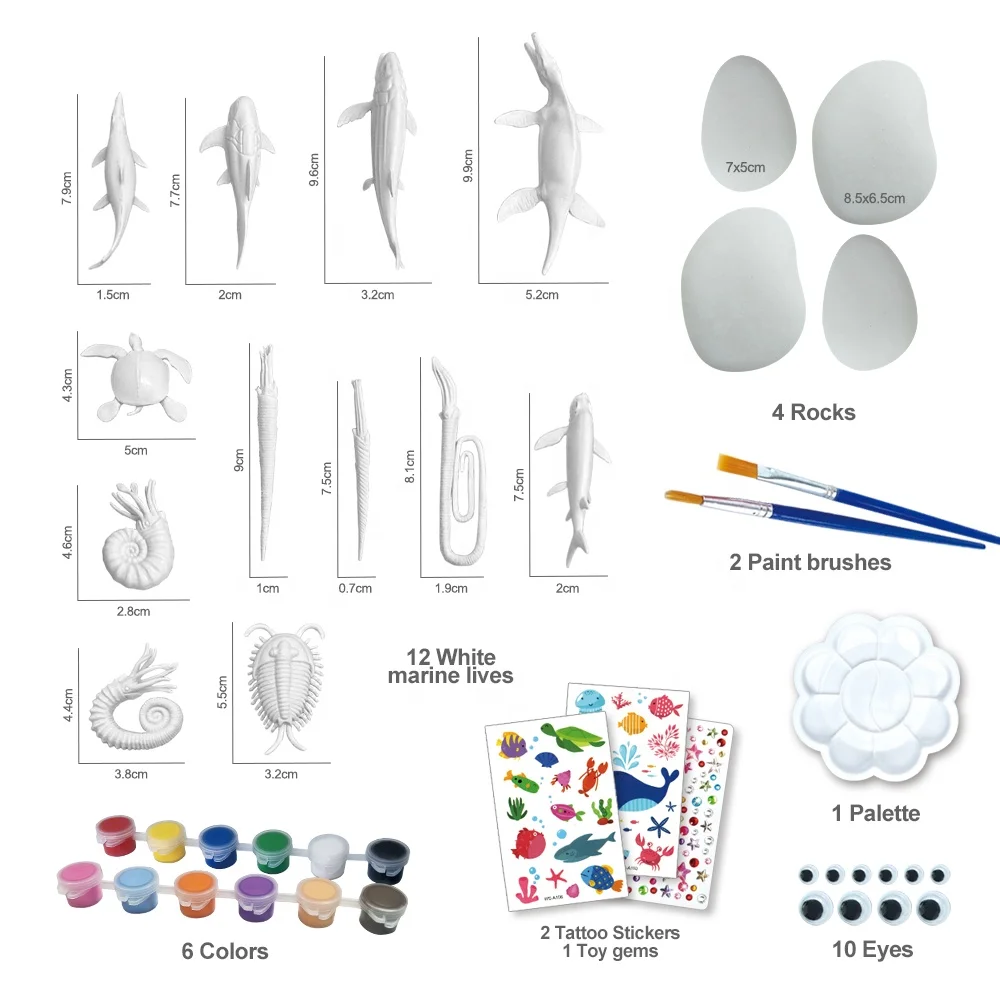2024 new Product Creative Product Art Craft  Handmade Diy Toy Kid  Stone Drawing Set  Animal Paintings With Tattoo Sticker