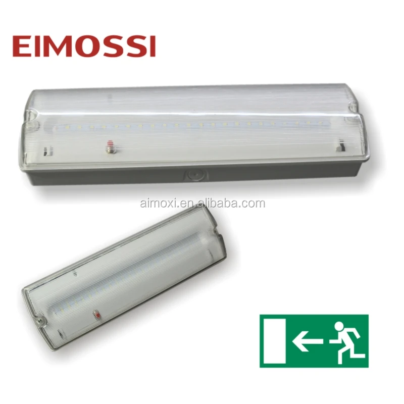 Emergency bulkhead lighting rechargeable battery operated with exit sticker