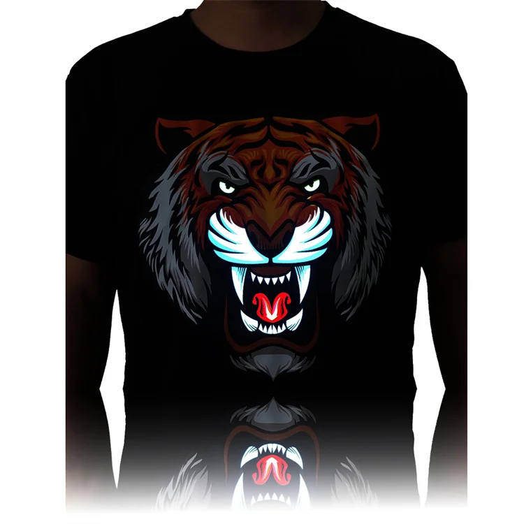 Party Rave Supply Washable Light Up Flashing light up EL Equalizer Sound Active Led T Shirts