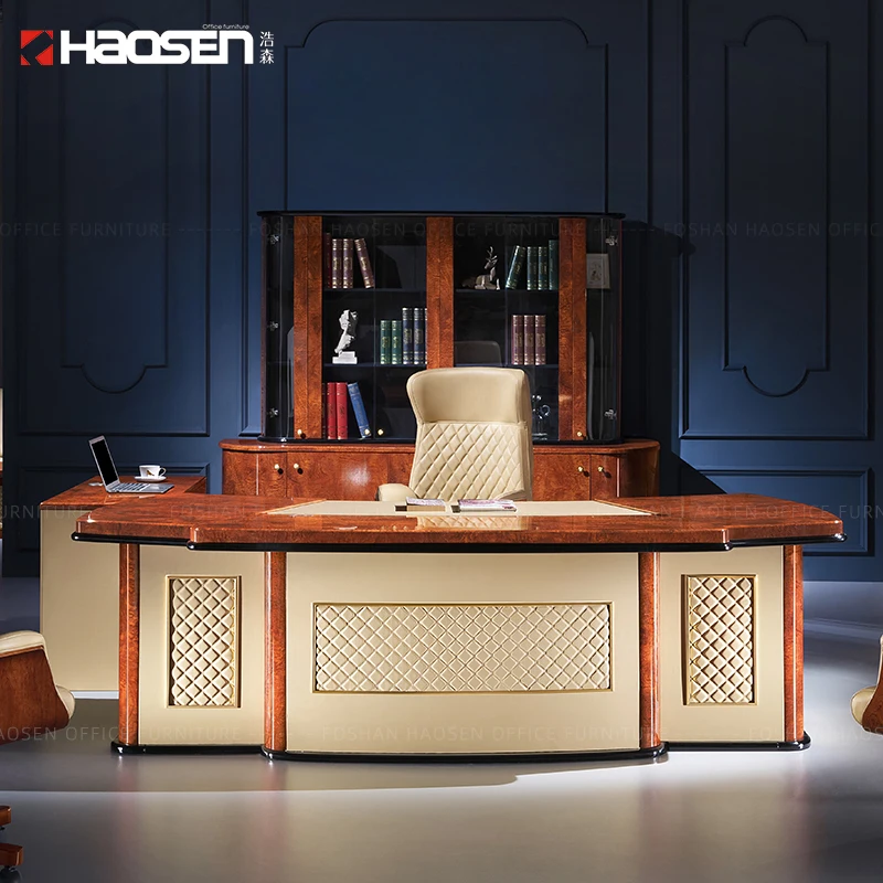 HAOSEN 68028New BOSS Computer office Table CEO Leather Wooden Executive office furniture desk