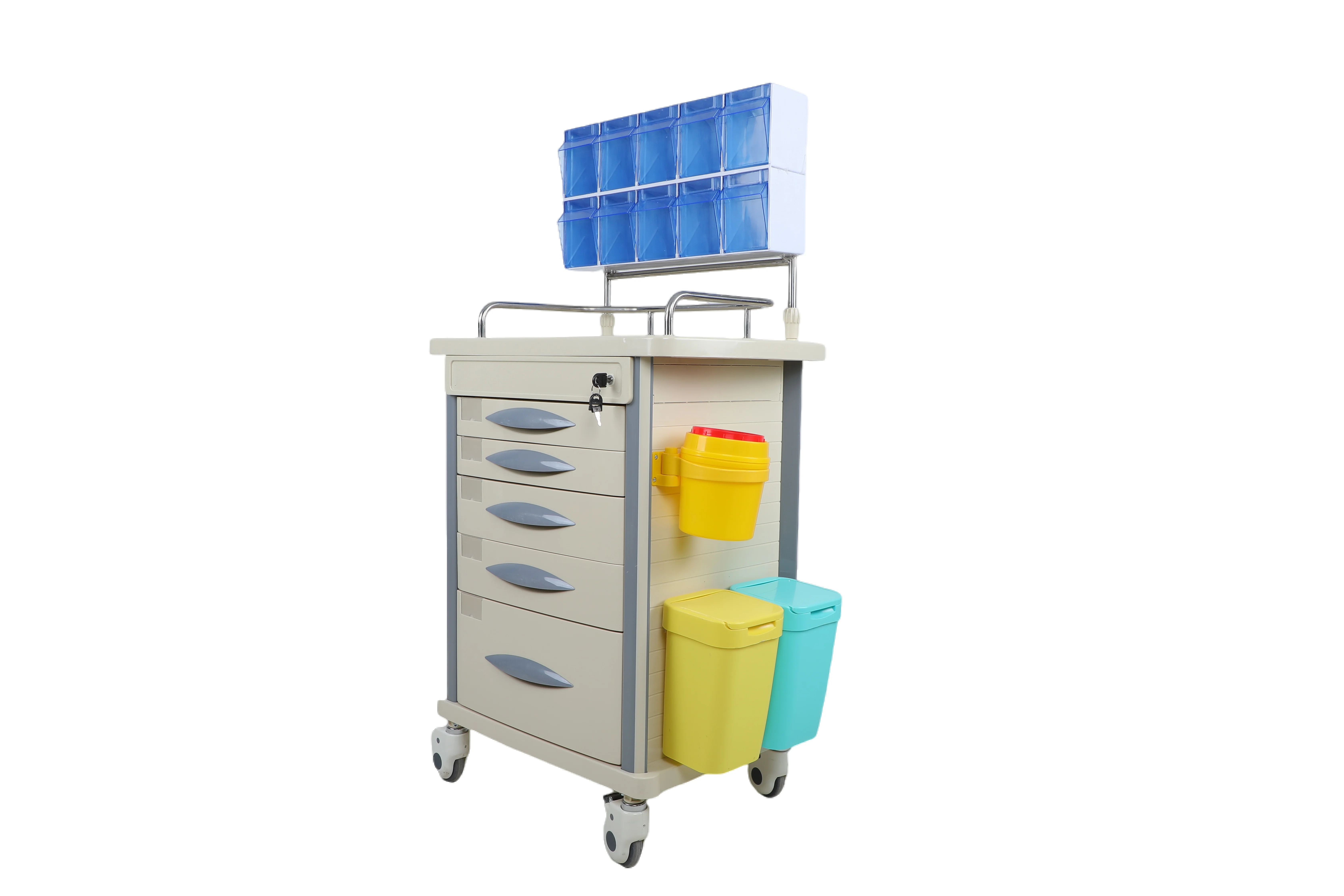 Ginee Medical ABS Hospital Anesthesia Medical Trolley Cart Manufacturer with 4/5/6/2 drawers