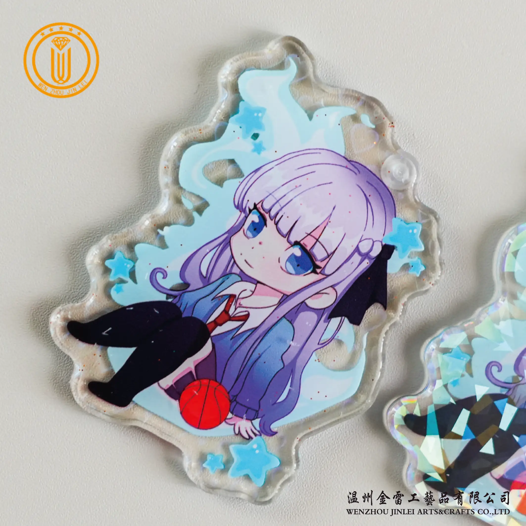 Jinlei Manufacturer Custom Printed Colorful Clear Cute anime For diy Excellent glitter Plastic Acrylic Keychains