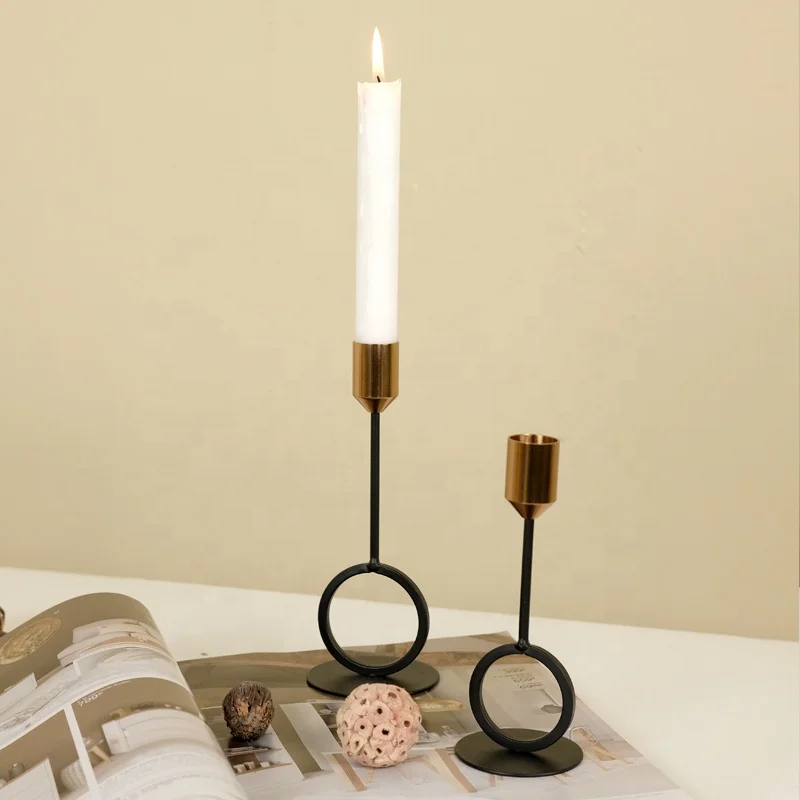 Wholesale Metal Black Simple Modern Taper Candlestick Holders Wedding Bar Party Decor Candle Holder