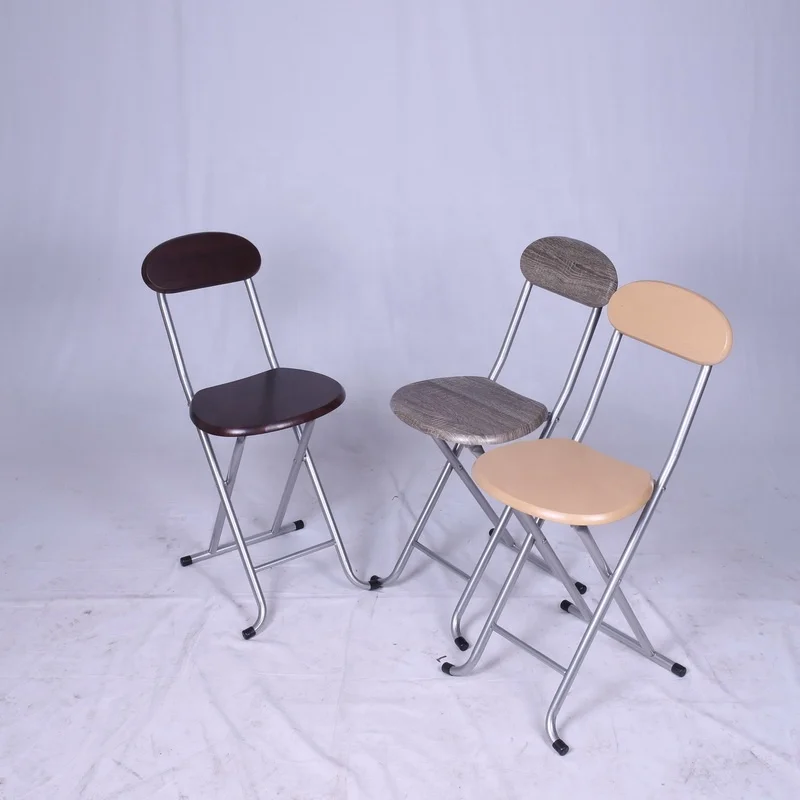 metal high foldable bar stool wood seat chair with back