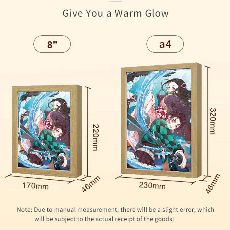 Anime Demon Slayer: Ganlu Temple Honey Glass Home Decoration Manga Painting Design Lighting Photo Frame Christmas Gift