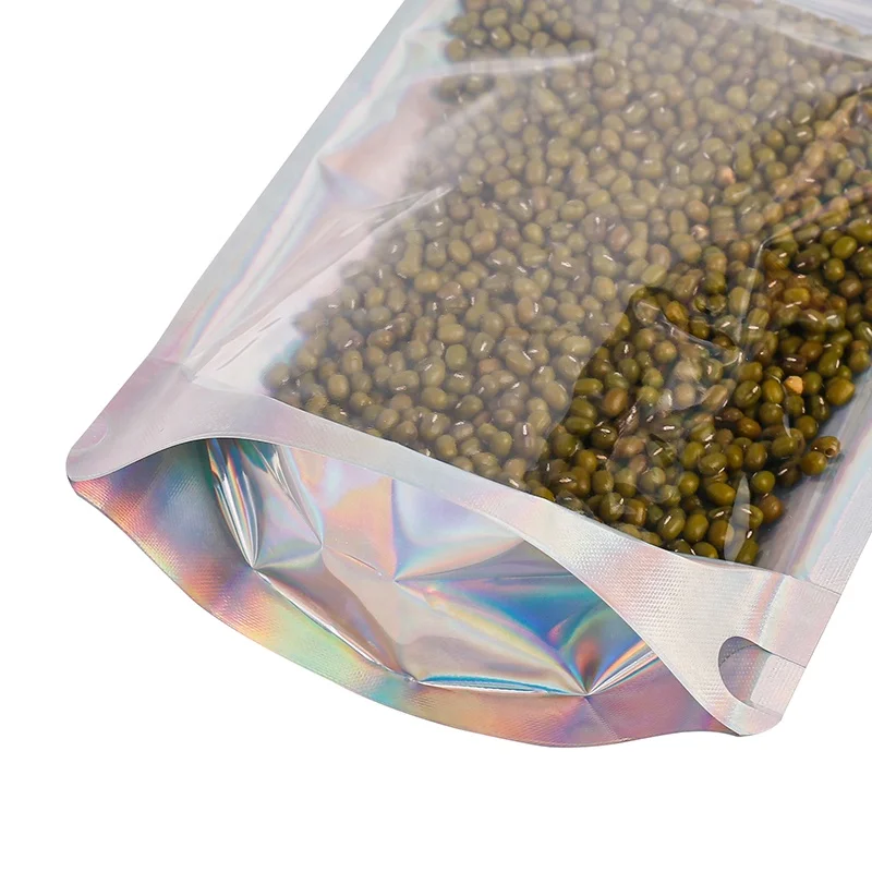 stand-up pouches holographic mylar pvc with zipper bag Bolsa stand up pouch laminada 500 gram zip lock packaging small bags