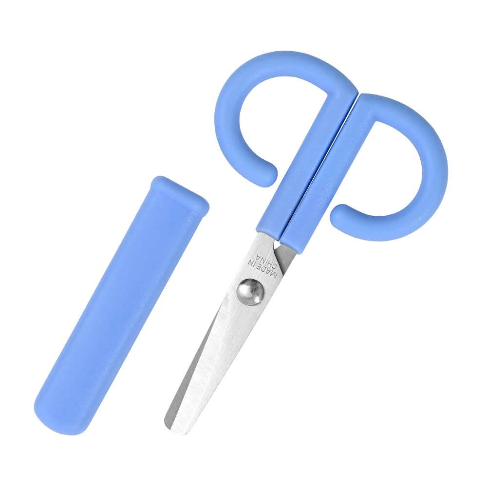 3.5-Inch Safety Kids Stationery Scissors Student Shear with Protective Cover Paper Scissors for Children