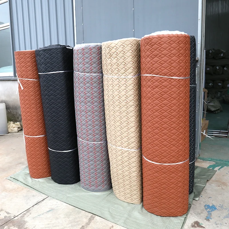 Designs Free Sample Development Embroidery Vinyl Fabric Foam 3-9Cm Faux Pvc Leather for Car Floor Mat Materials