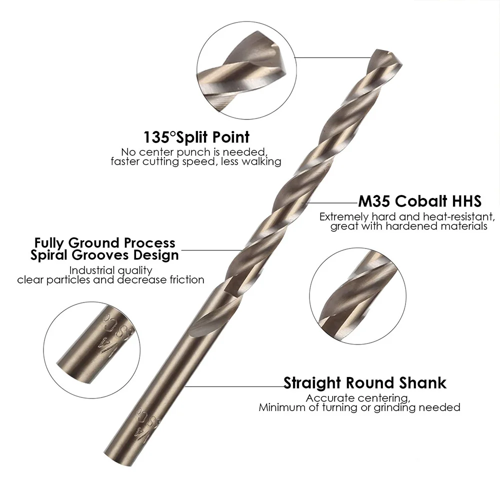 Custom Drill Bits And Driver Set For Wood Metal Drilling And Driving, Full Combo Kit In Plastic Carry