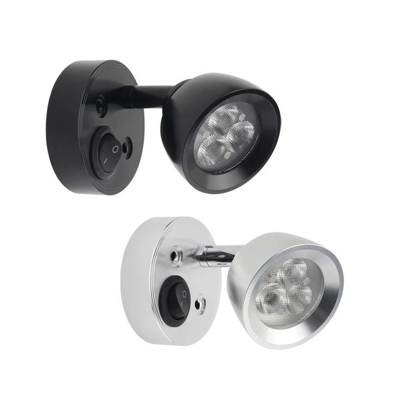 MIni Wall Lamp 2W 12V RV Boat LED Reading Light with Touch Control Switch and  Wall Mounted Light