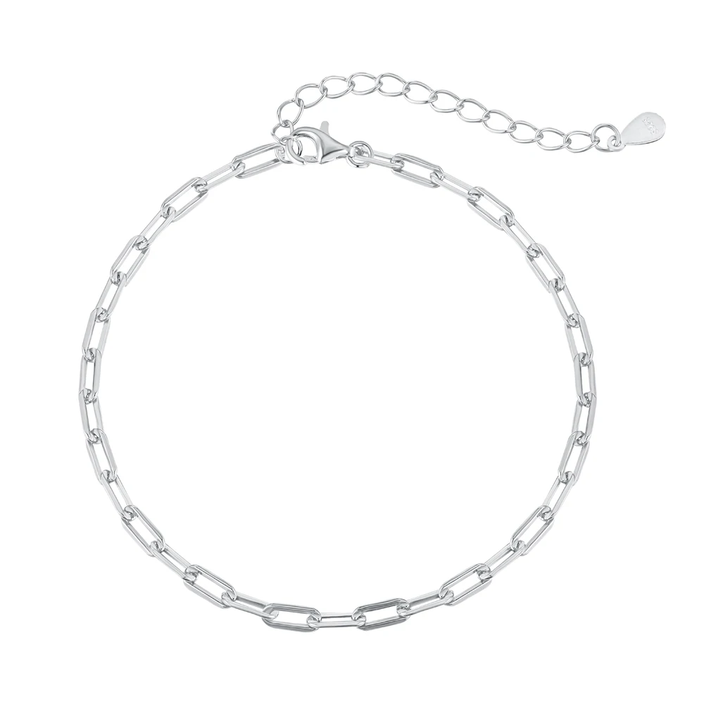 Dylam Modern Classic 925 paperclip link chain simple bracelet sterling silver bracelets for women paper clip choker adjustable