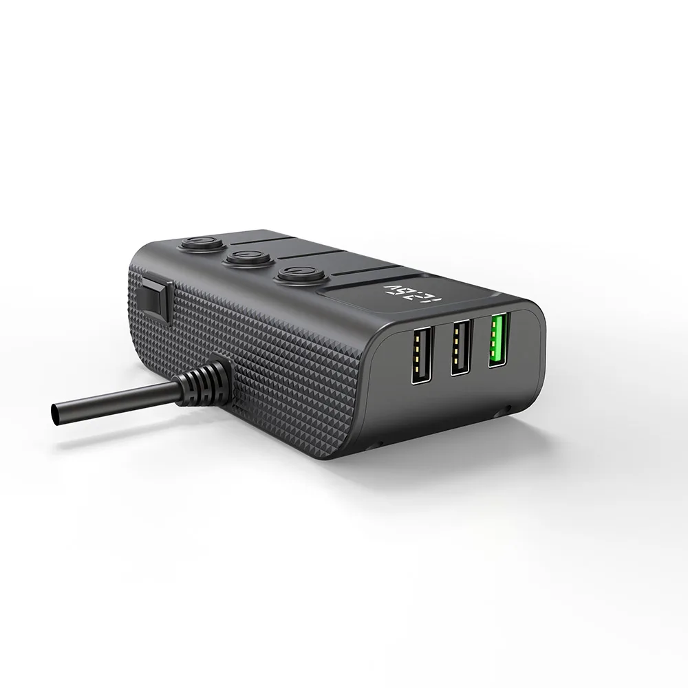 Fast 3 USB Car Charger Adapter QC PD 3A Car Cigarette Lighter Adapter 12V 120W Car Cigarette Lighter Splitter Charger