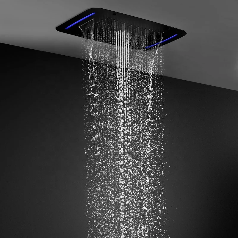 Luxury Bathroom 4 Functions LED Shower Heads 710X430MM Bath Ceiling Waterfall Rainfall Spa Mist Touch Shower panel