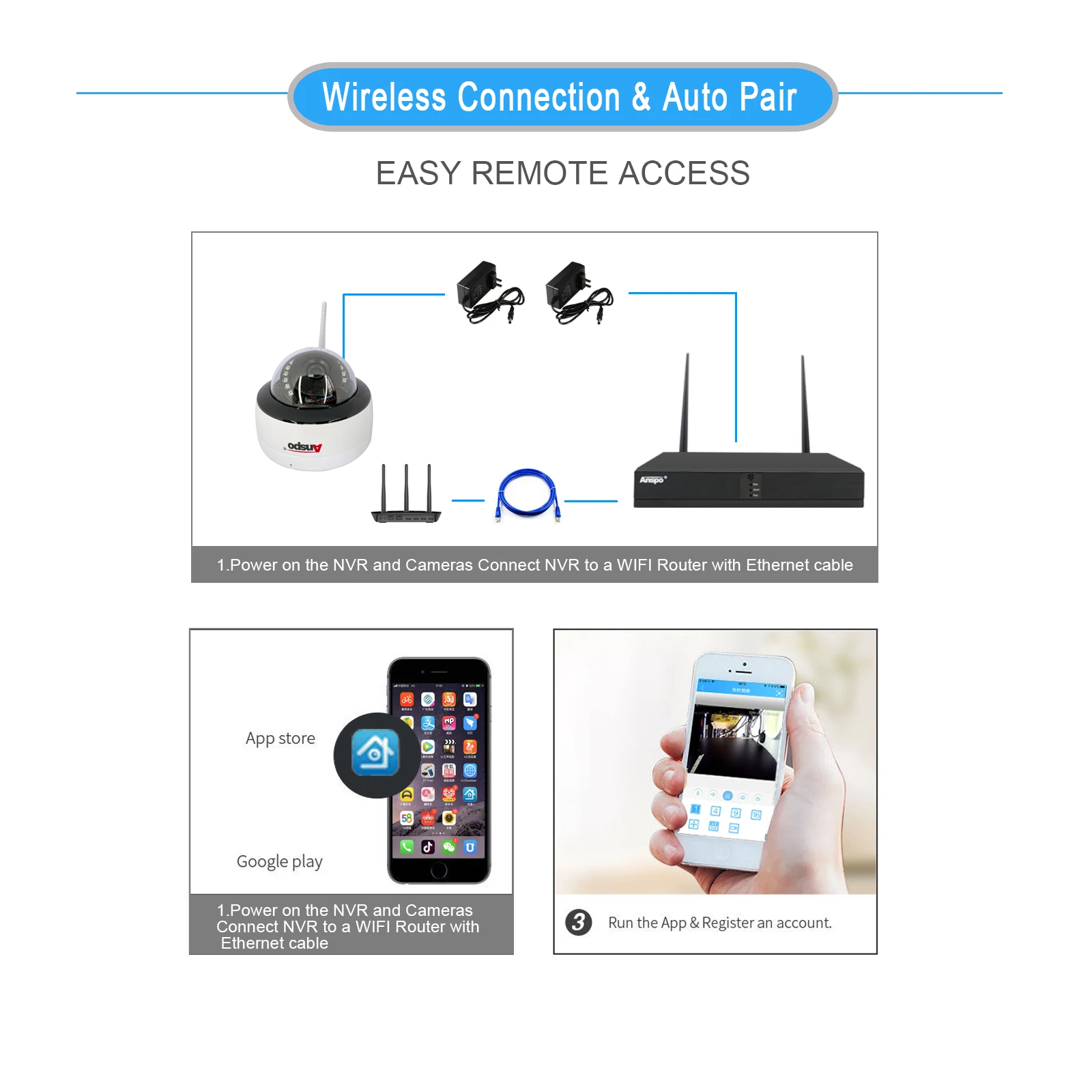 Wholesale CCTV Security Camera System 4CH 3MP HD Surveillance Wifi NVR Wireless dome Monitor infrared night vision Xmeye