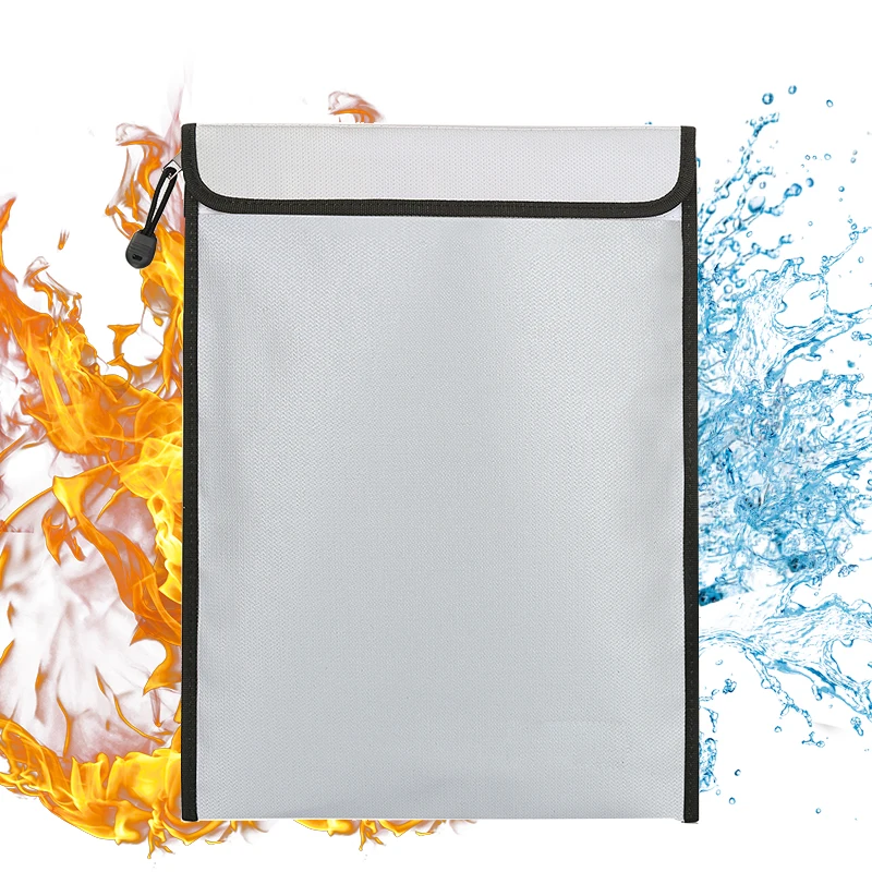 Custom Fashion Fireproof Waterproof Zipper File Document A4 Paper Bag Safe School Office File Storage Security Document Bag