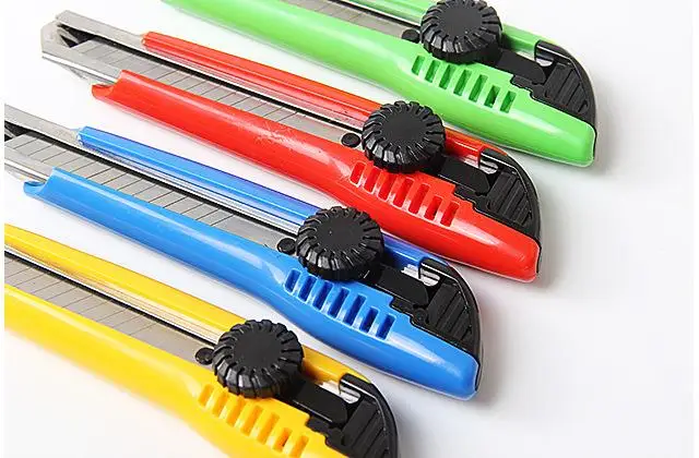 
Art box package open craft tool paper student office stationery snap-off blade cutter knife in blister card packing craft knife 