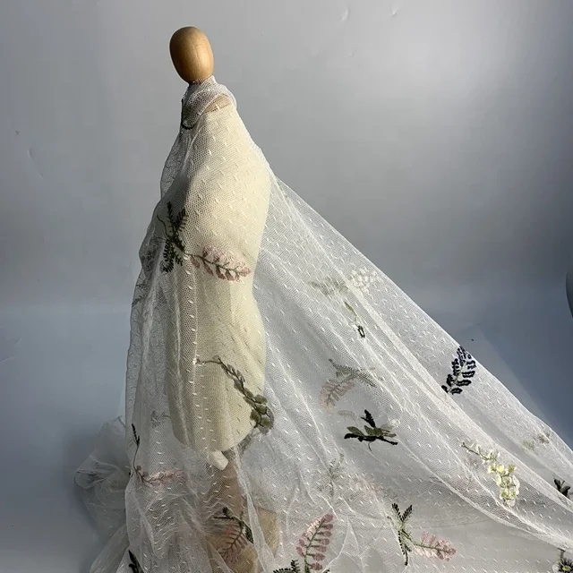 
Keqiao fabric most popular wholesale embroidered silk organza elastic 3d tulle french lace fabric 