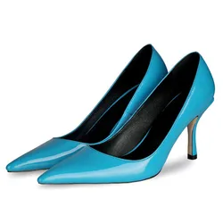 Candy Color Women Thin Heel Dress Shoes Fashion Design Slip On Pointed Toe Concise Office Lady Shoes Big Size 45