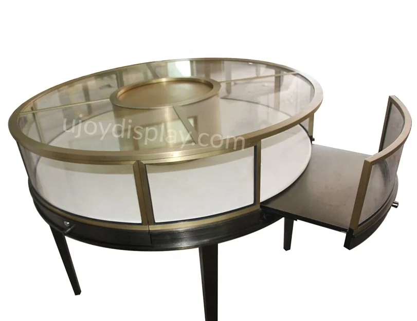 Круглый ювелирный счетчик, стеклянная круглая витрина на заказ, ювелирная витрина для магазина ювелирных изделий, выставочный зал часов