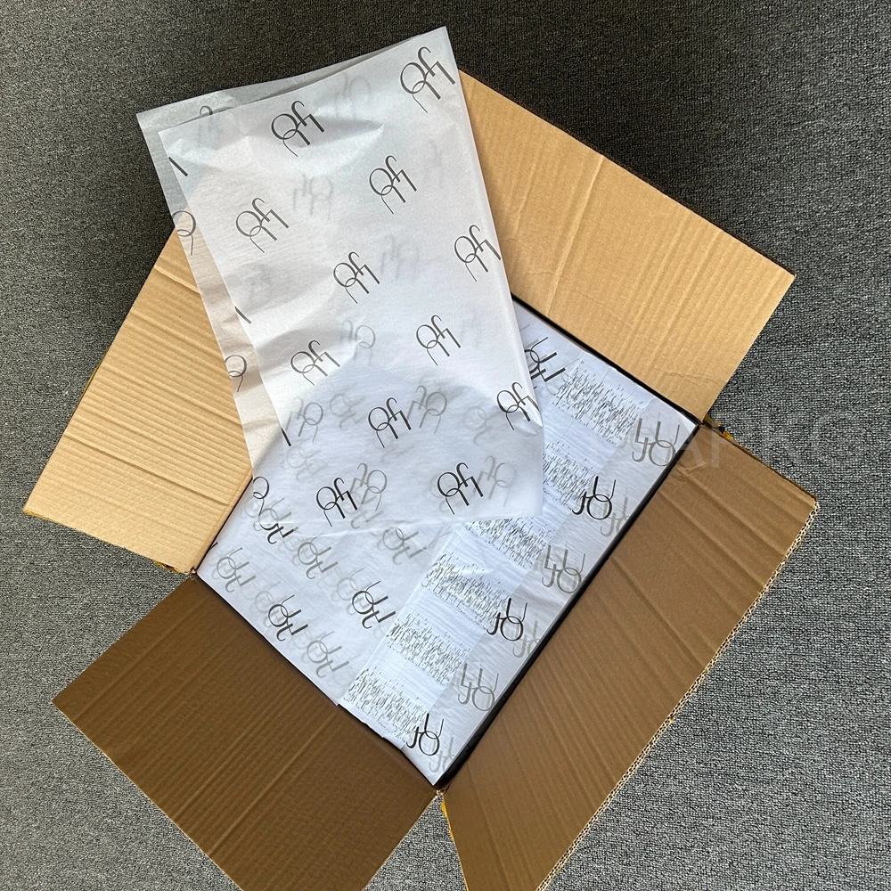 Free sample thin White Custom Printed Logo Gift Wrapping Paper Clothing Tissue Paper hair wrapping paper