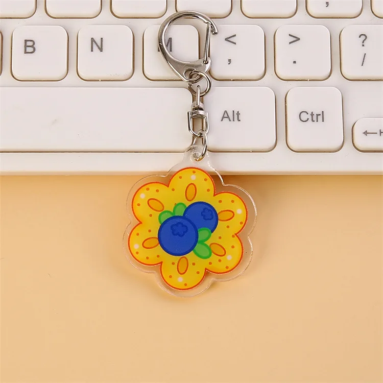 Custom Clear Acrylic Keychain Logo Cartoon Epoxy Keychain Fruit cartoon Bag Pendant Plastic Key Chain Anime Acrylic Keychain