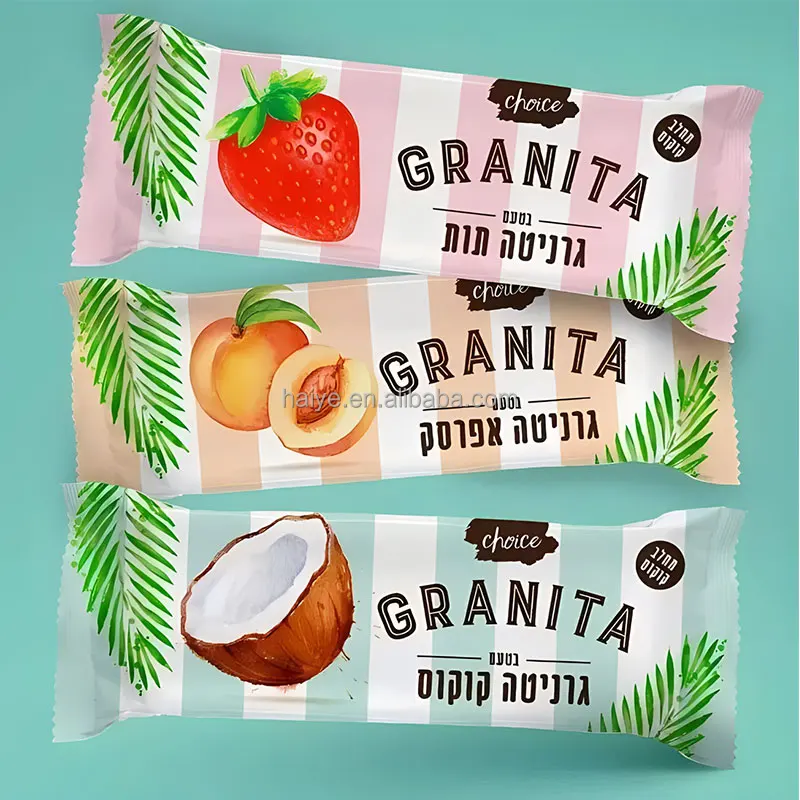 Custom Printed Ice Popsicle Packaging Bags Food Grade Ice Cream Popsicle Packaging with Tear Notch