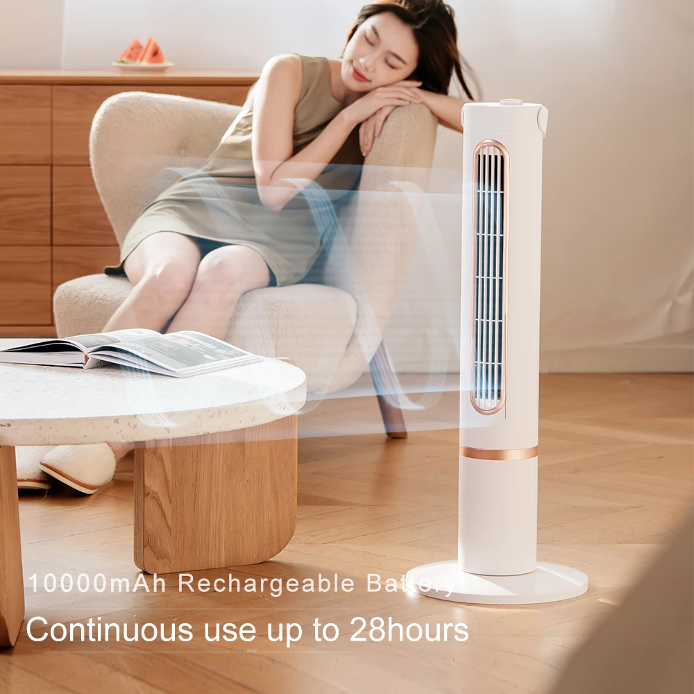 Home Fully Adjustable Wireless  CoolingTower Fan with Remote Control  10000MAh  Rotatable and retractable  Smart Air Cooler