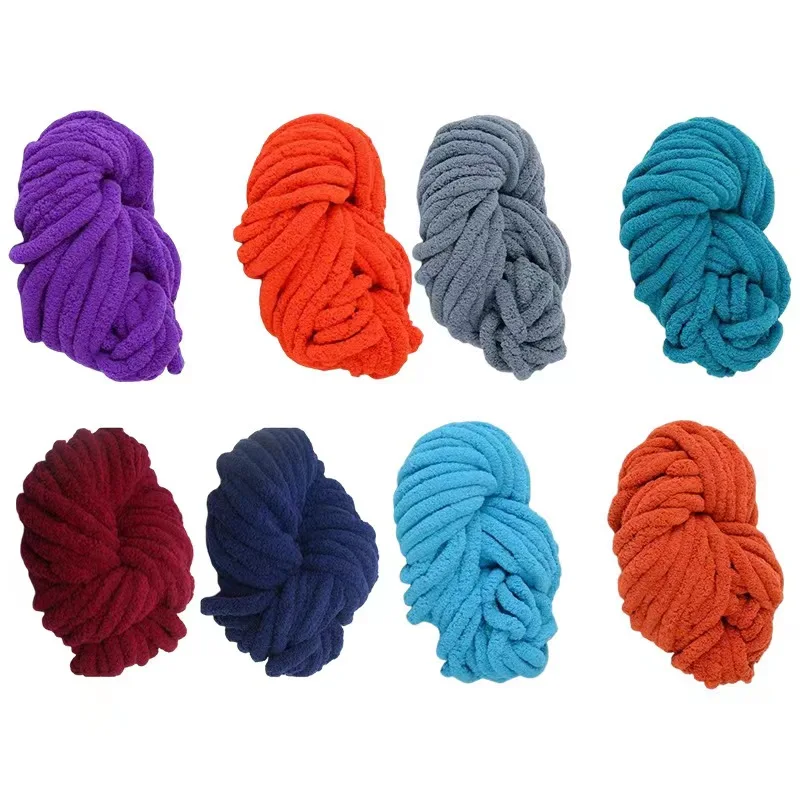 Wholesale Customized Hand Knitting Weaving Super Thick 100% Polyester Big Roll Chunky Chenille Yarn for Blanket