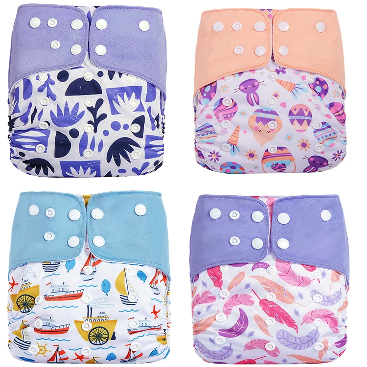 4pcs/pack Free Sample Baby Washable Cloth Diapers Adjustable Reusable Nappies Factory Price Cloth Diaper
