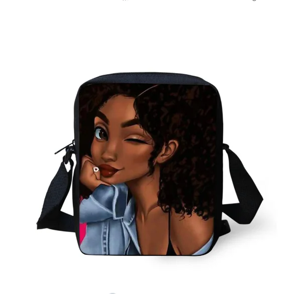 Promotional Gift Handbag Afro Women Girls Messenger Bag African Beauty Princess Small Shoulder Bag Custom Ladies Shoulder Bags