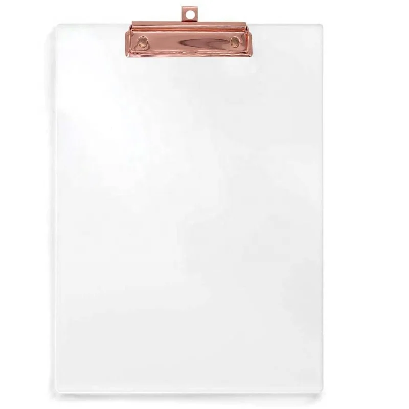 Clear plastic acrylic clipboard custom size with gold clip