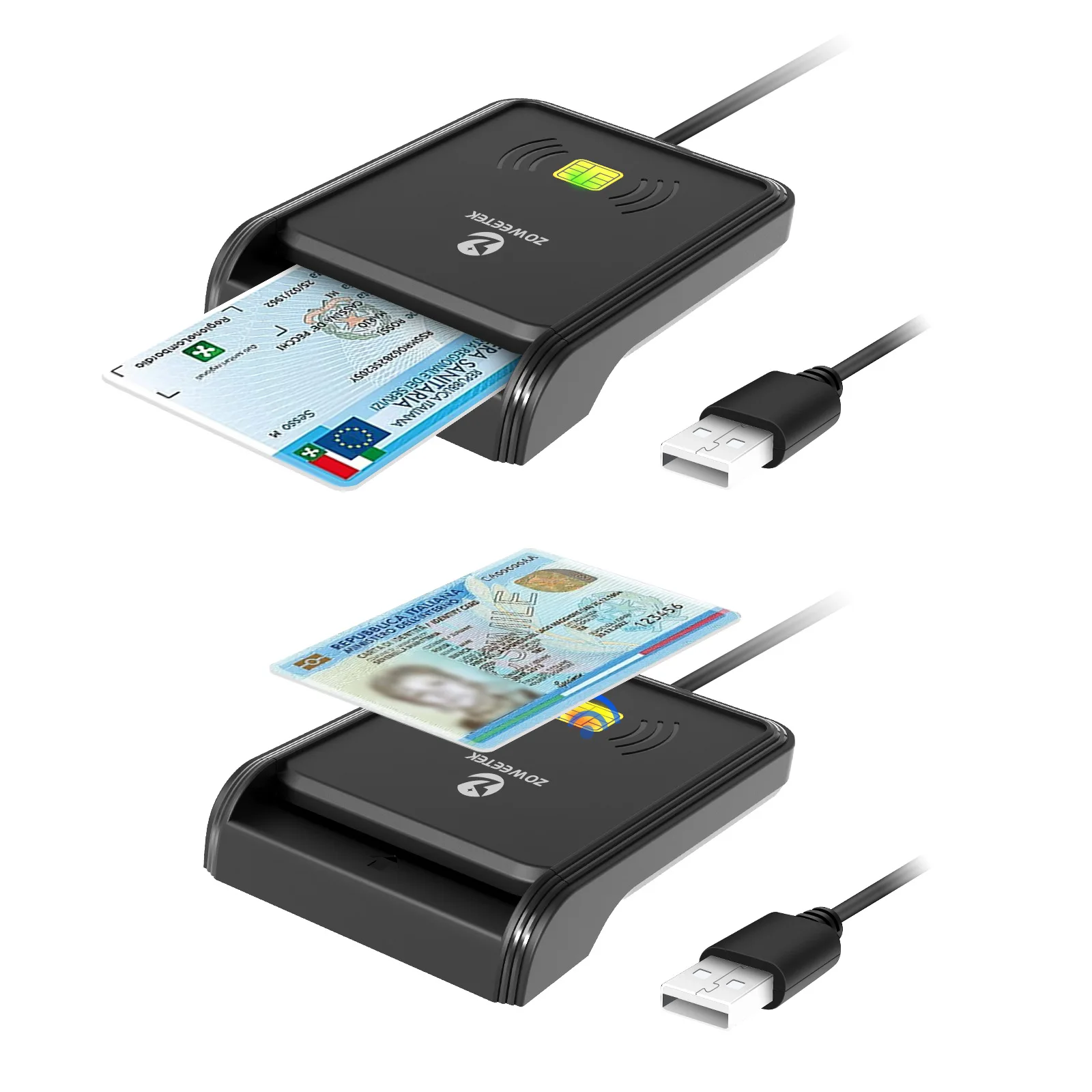 ZOWEETEK Multifunction Smart Chip Card Reader 2 in 1 Access Control RFID/NFC Card Reader and ATM ID IC Credit Card Reader Writer