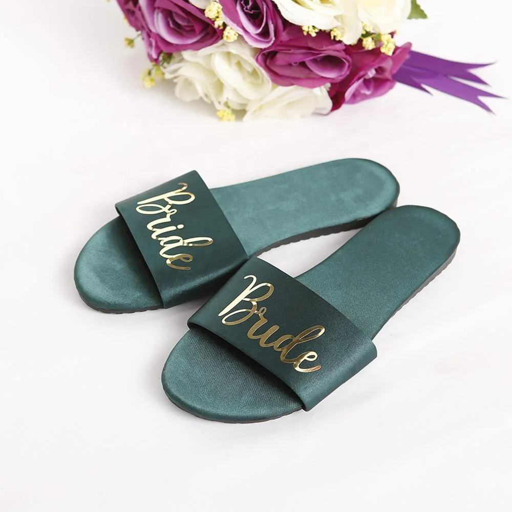 Women Satin Imitated Silk Drag Indoor Wedding Bride Slippers Bridesmaids Slipper