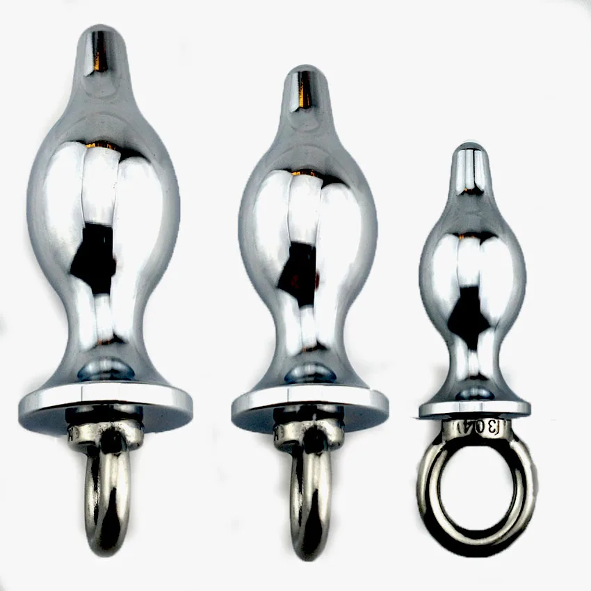 hot selling  anal sex toy  metal anal plug stainless butt plug  with ring pull  for adult