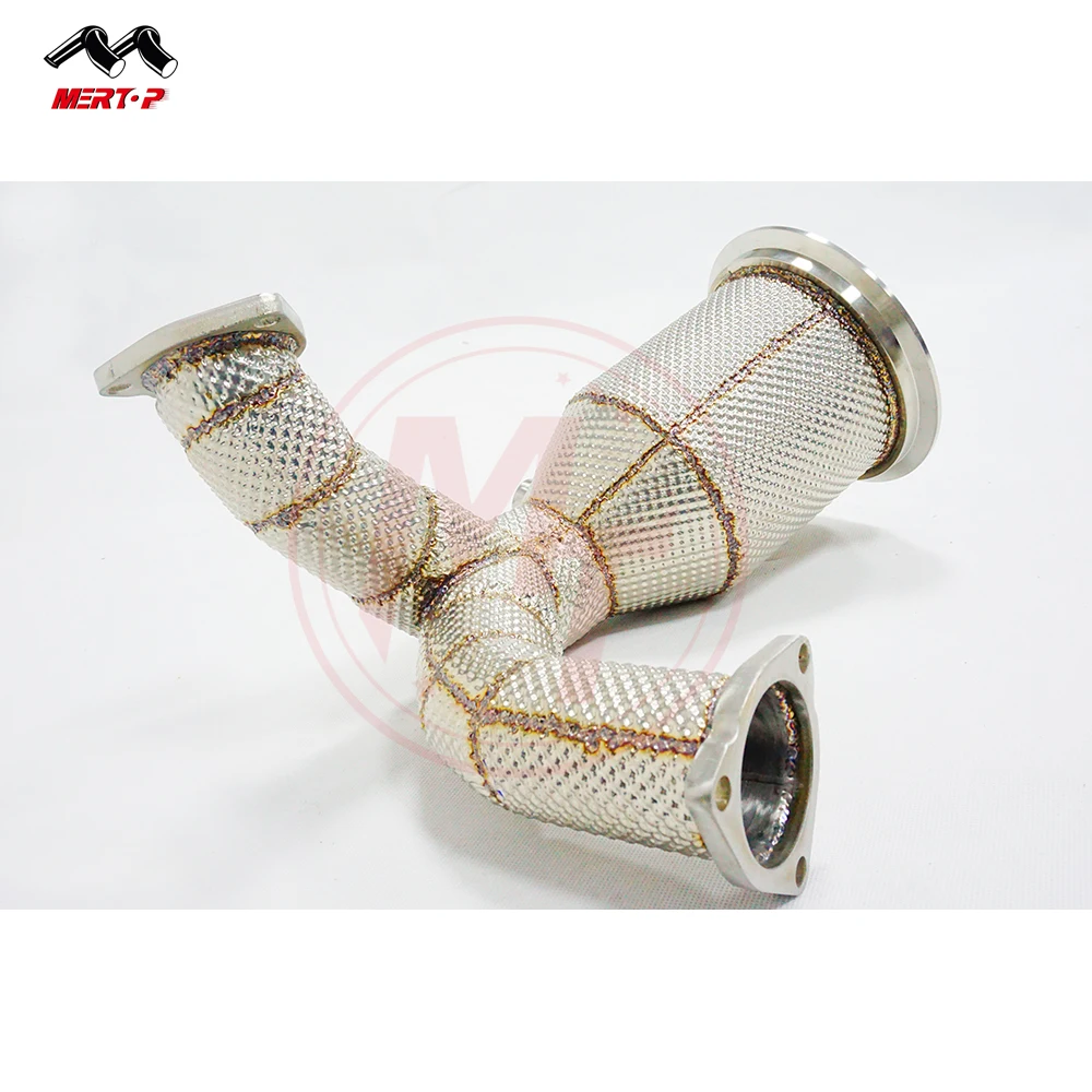 Mertop SS304 Exhaust Downpipe for Au di B9 S4 S5 2010-2017 Downpipe with heat shield