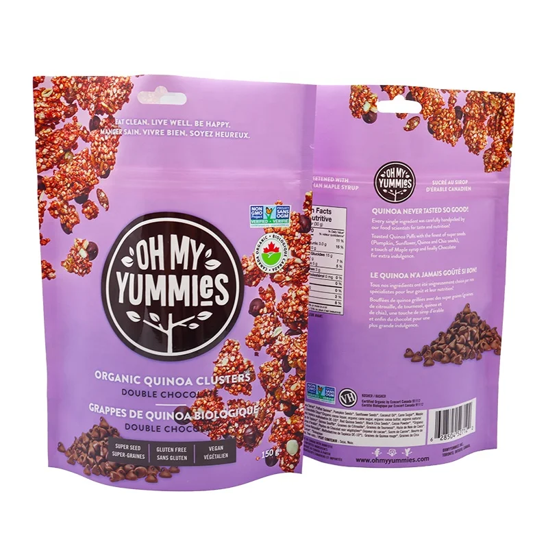 Custom Printed Logo 100% Recyclable Plastic Bags Stand Up Pouch With Zipper Mylar Packaging