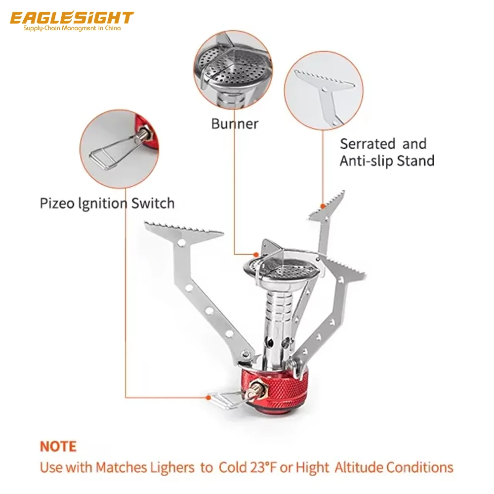 Compact & Lightweight Backpacking Gas Stove for Outdoor Camping Portable Mini Steel Stove for Butane Fuel