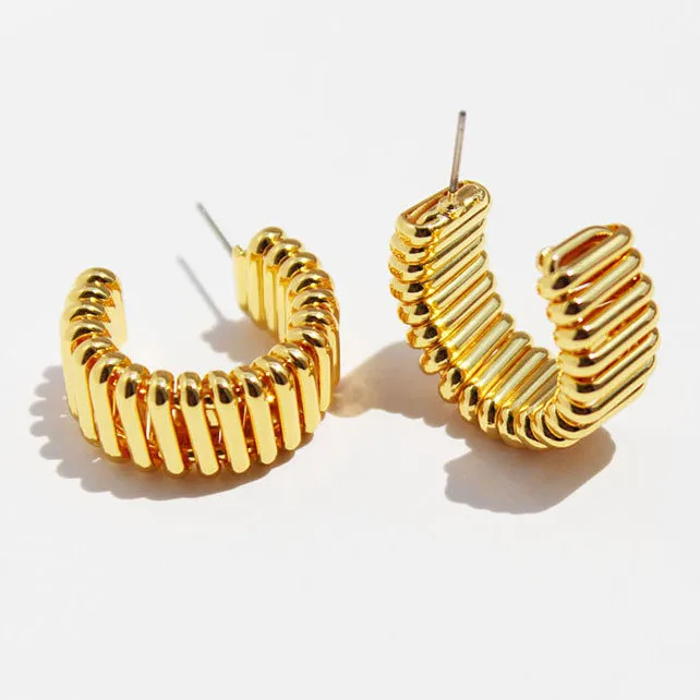 Vintage Brass 18K Gold Plated Brass Hoop Earrings for Women Jewelry