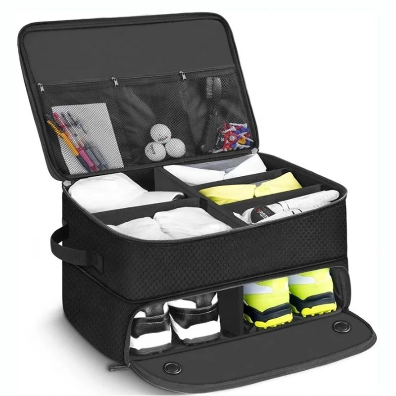 Multi Function Golf Trunk Organizer Locker with Separate Ventilated Compartment for 2 Pair Shoes