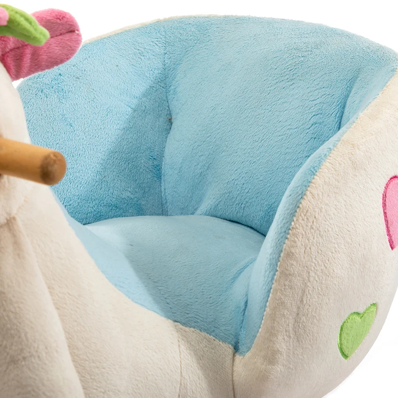 
Baby Kids Toy Plush Rocking Cattle Rider Toddler Seat Wood Rocker 