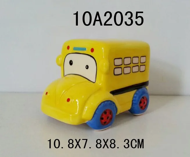 Newest Popular Cute Ceramic Piggy Bank Money Yellow Car Saving Box Coin Bank for Kids