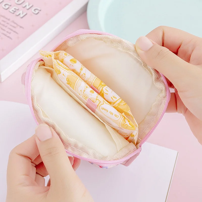 Girls Cartoon Physiological Period Tampon Organiser Bag Korean Cute Bear Mini Capacity Sanitary Napkin Storage Bags