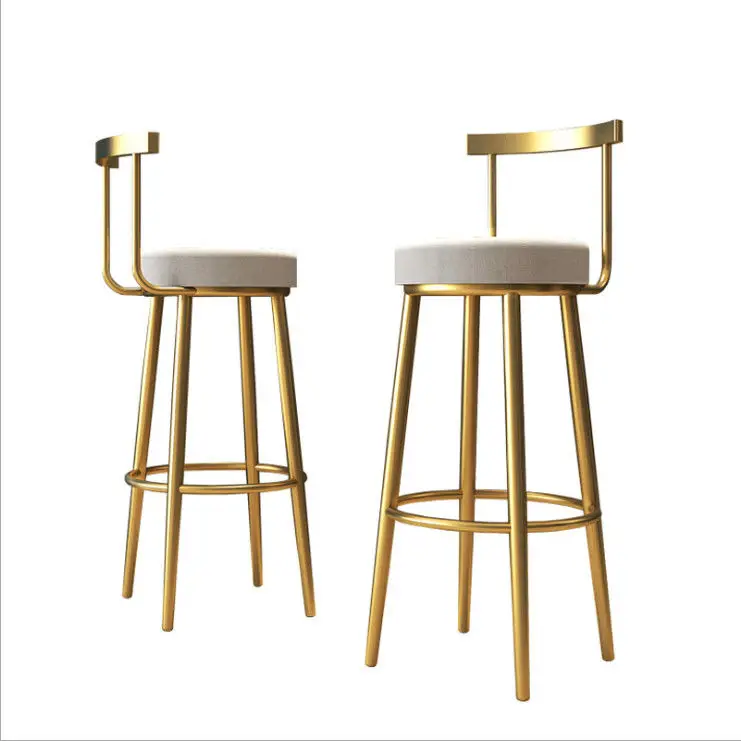 Fashion bar stool living room Nordic kitchen cheap golden luxury furniture high chair metal velvet bar stool with backrest